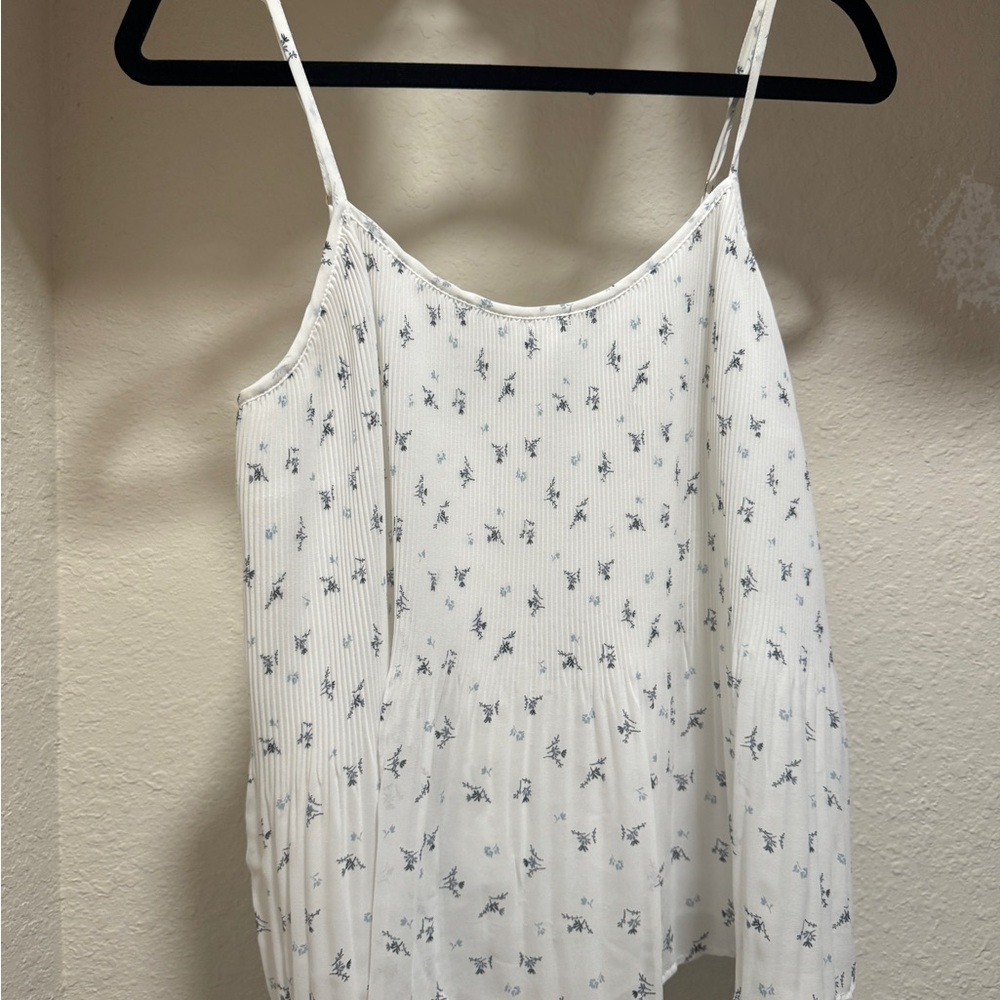 Abercrombie & Fitch Floral White Spaghetti Strap Top